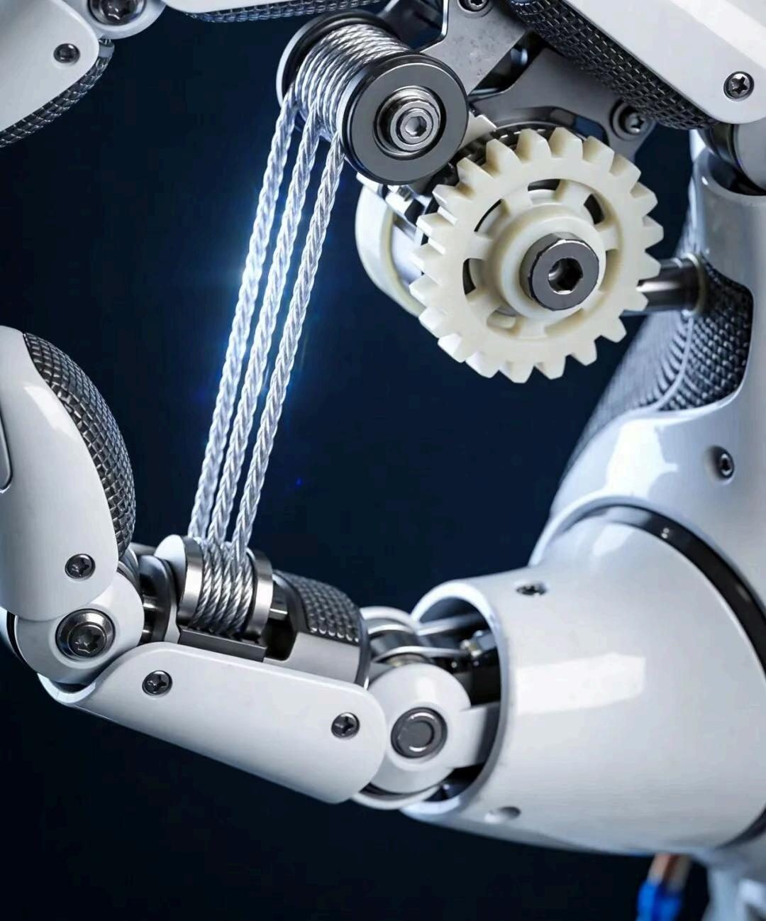 Humanoid robot joint with tendon cables and engineering plastic gears